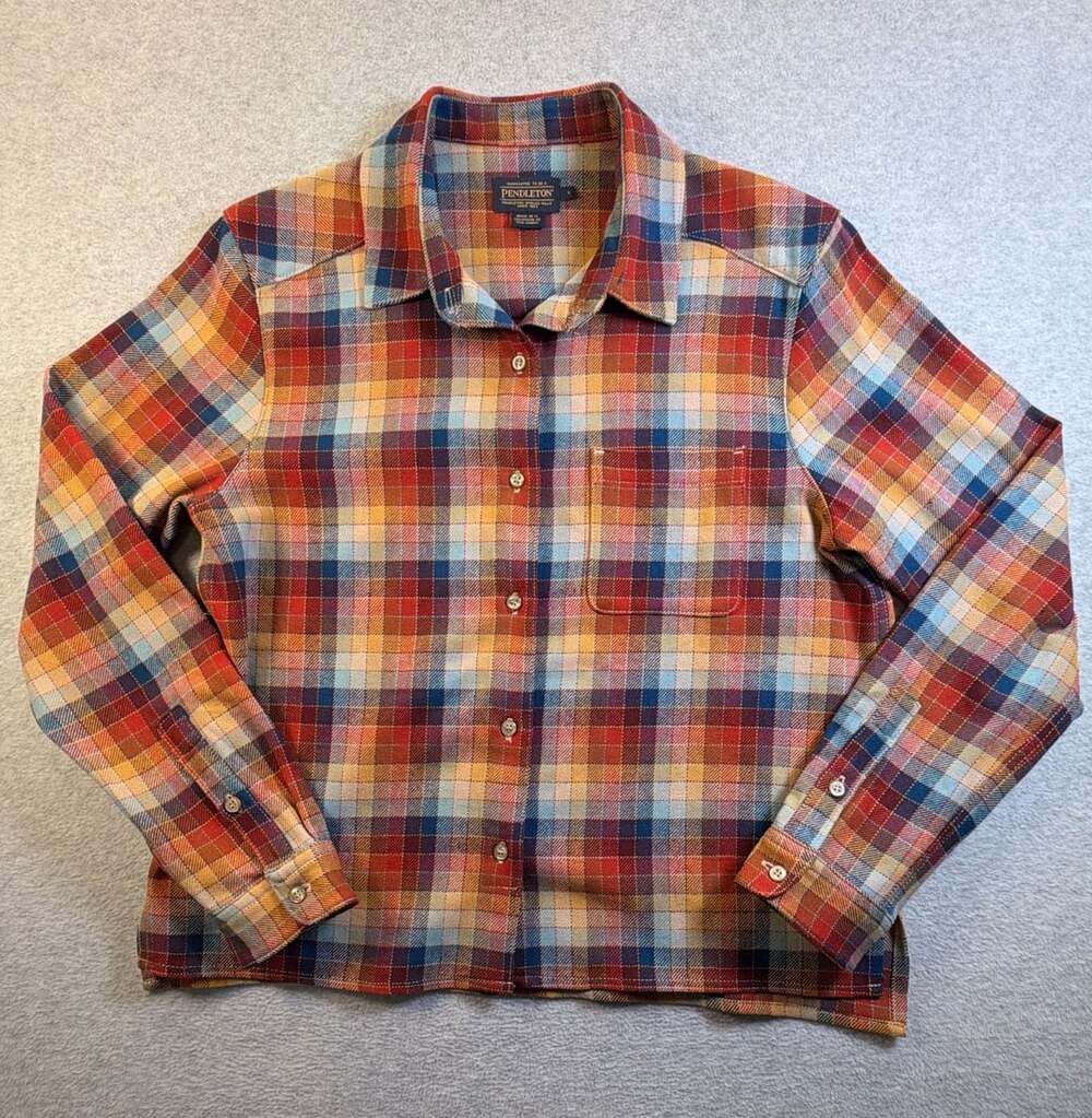 Pendleton Plaid Flannel Button Down Shirt Size L Multicolor